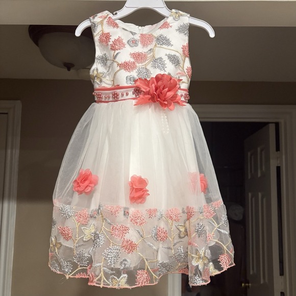 24m/2T Toddler Easter Flower Girl Lace Dress Wedding Formal Dresses Pink/peach - Picture 2 of 11